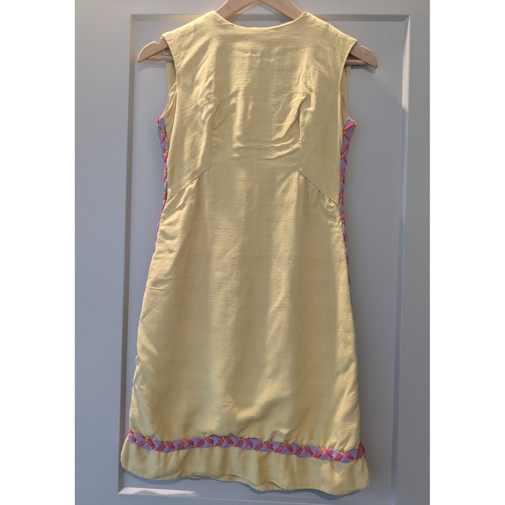Vintage Saks Fifth Avenue Sleeveless Embroidered Mid Dress Size Small RARE‎